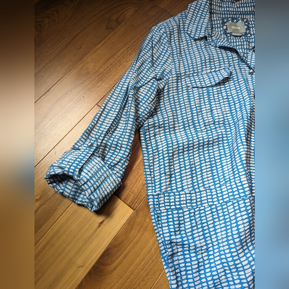ANTHROPOLOGIE MAEVE Jemima Midi Shirt Dress Tie Waist Blue White Size 10 GUC - Picture 8 of 10